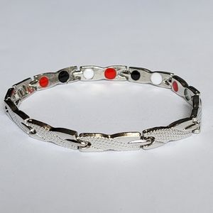 Unisex Silver Tone Magnetic Bracelet
